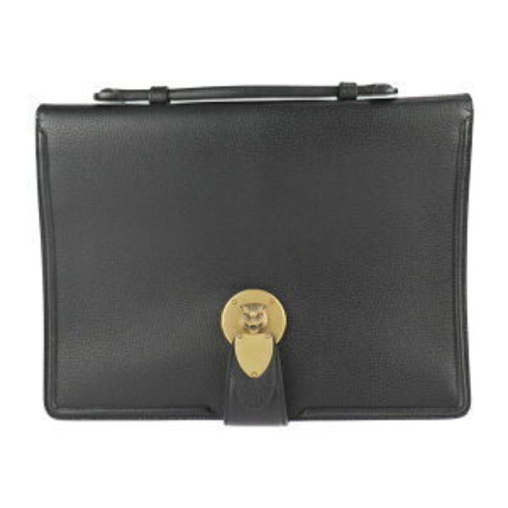 GUCCI Cat Head Business Bag black leather Clutch handbag